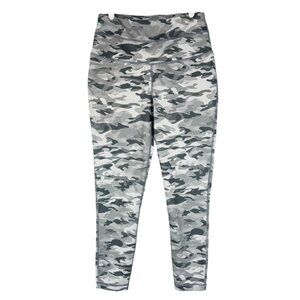 Zelos Womens Athletic High Waist Zip Pocket Stretch Grey Camo Legging Sz M NWOT